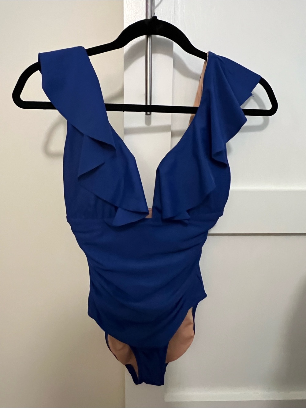 J. Crew Royal Blue Ruffle One-Piece Swimsuit Women’s S/4